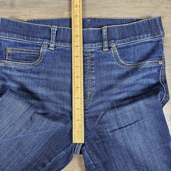 Spanx Jean-ish Bootcut Pants Medium Dark Wash Stretch Pull-On Denim Look - Picture 7 of 10